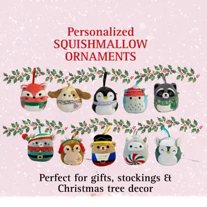 4 inches Personalized Squishmallow Christmas Ornament, Glitter name