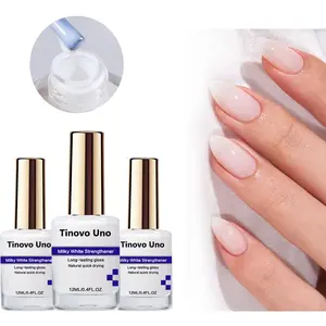 Tinovo Uno Nail Strengthener-3PCS Milk White Nail Strengthener 12ml | Long-lasting Shine Natural Quick Dry French Manicure