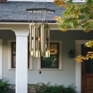 Exquisite Antique Copper Wind Chime, Durable Aluminum Tubes, Perfect for Villa Outdoor Gardens, Residential Areas, and Home Decoration, Adding a Touch of Elegance and Serenity to Any Space