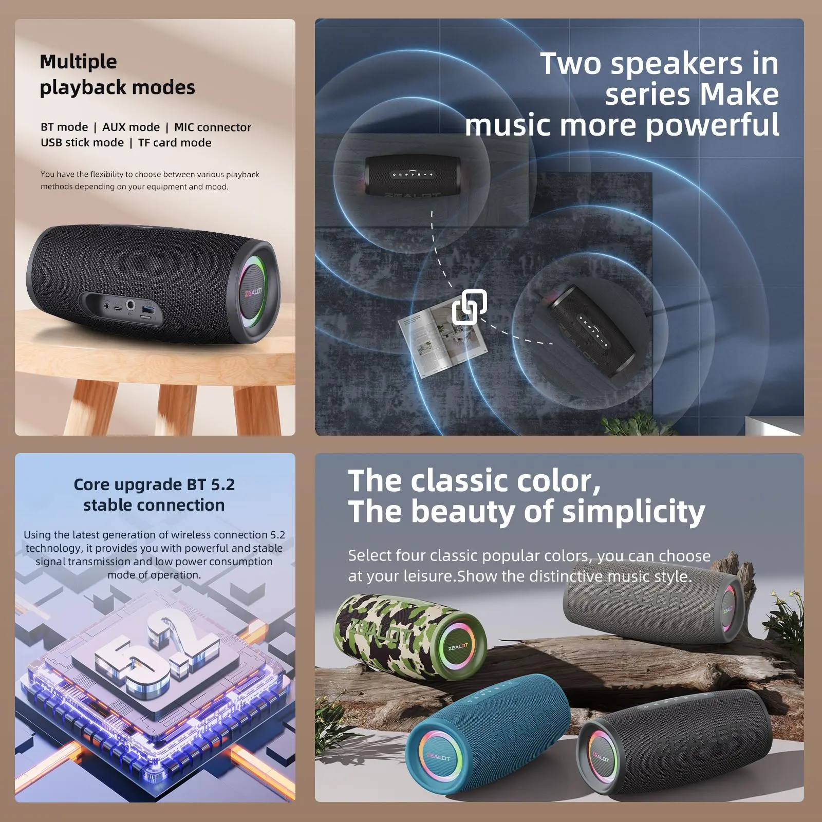 ZEALOT S56 Portable Wireless Speaker, USB Rechargeable Wireless