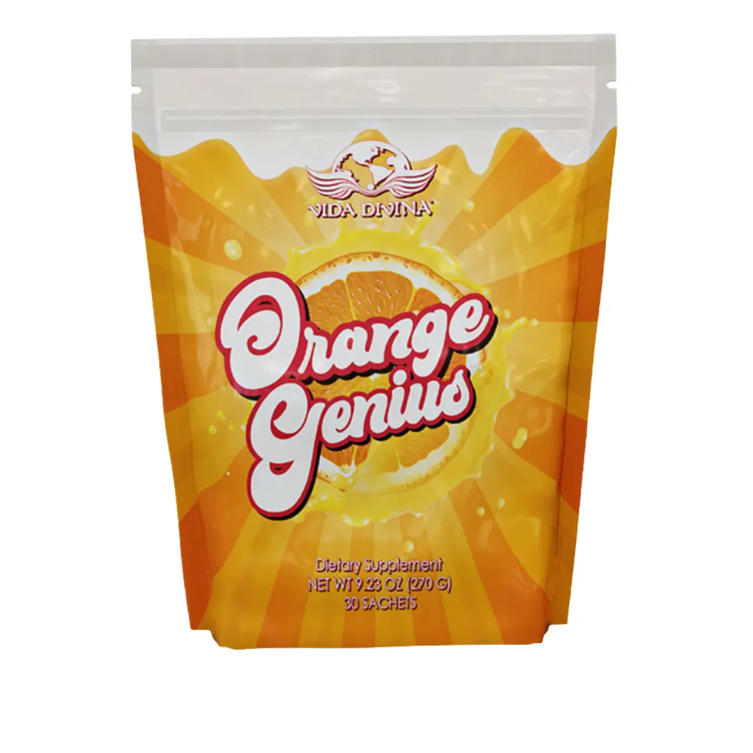 Orange Genius Juice Beverage -30 Servings of Natural  Ingredients for  Energy and Concentration - Ideal for Healthy Living -  Vitamin, Fruit Dietary Supplement