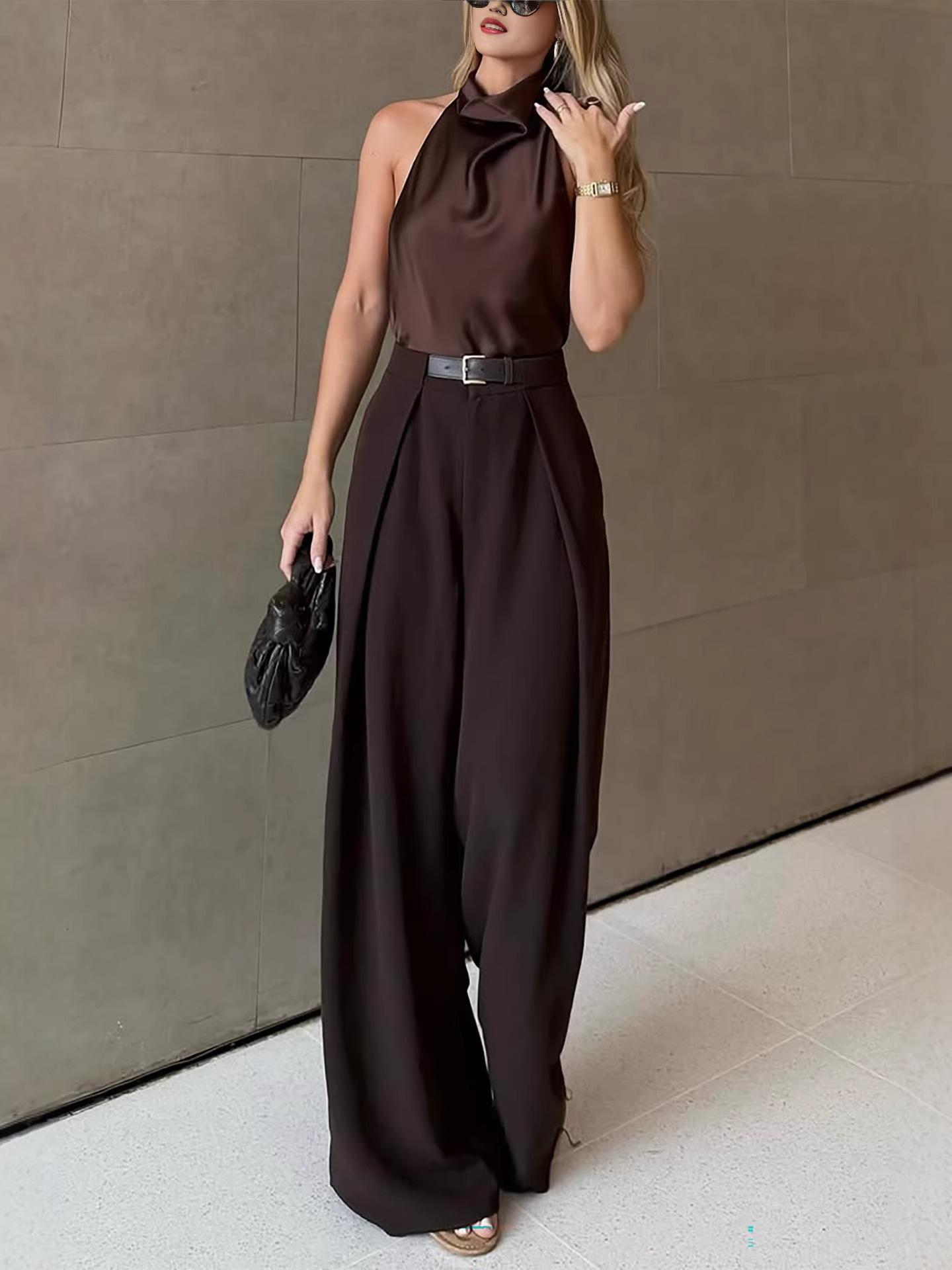 Spring/Summer New 2026 Fashionable and Elegant Commuting Casual Solid Color Women's Loose Curved Pants
