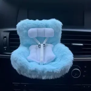 Labubi Car Doll Seat with Soft Fluffy Cushions Vent Clips & Tabletop Stands Cute Practical Doll Seats for Labubu Collectors 15cm x 15cm x 15cm