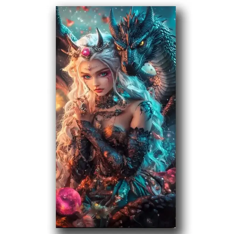 Dragon Woman Large Size Diamond Art Kit for Adults, 5D Full Drill Diamond Painting, DIY Gem Art & Crafts, Home Wall Decor Gift, DIY Kits