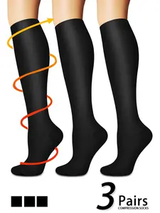 3 pairs of men's and women's compression socks with a compression rating of 15-20 mmHg in a knee-high design, Sports Fit Socks, for running, performance and recovery, available in a range of colours to help improve circulation