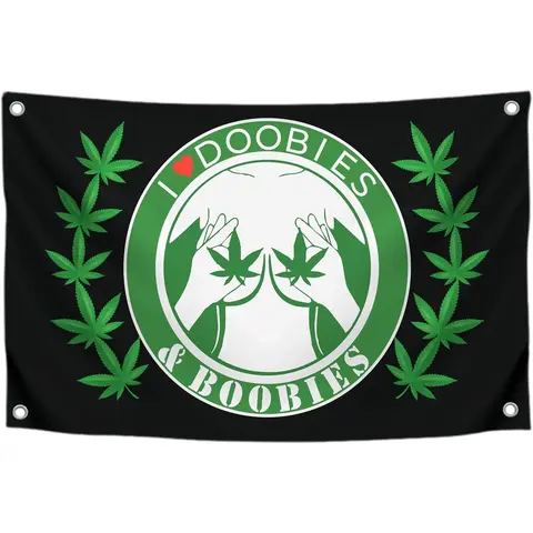 60in x 40in Tapestry t I Love Doobiess And Boobies Single Sided Flag  - Cool Funny Flags For Room Guys - Funny Polyester Tapestry Cool Wall Flags for Decor College Dorm Room Guys - Man Cave Frat Flag