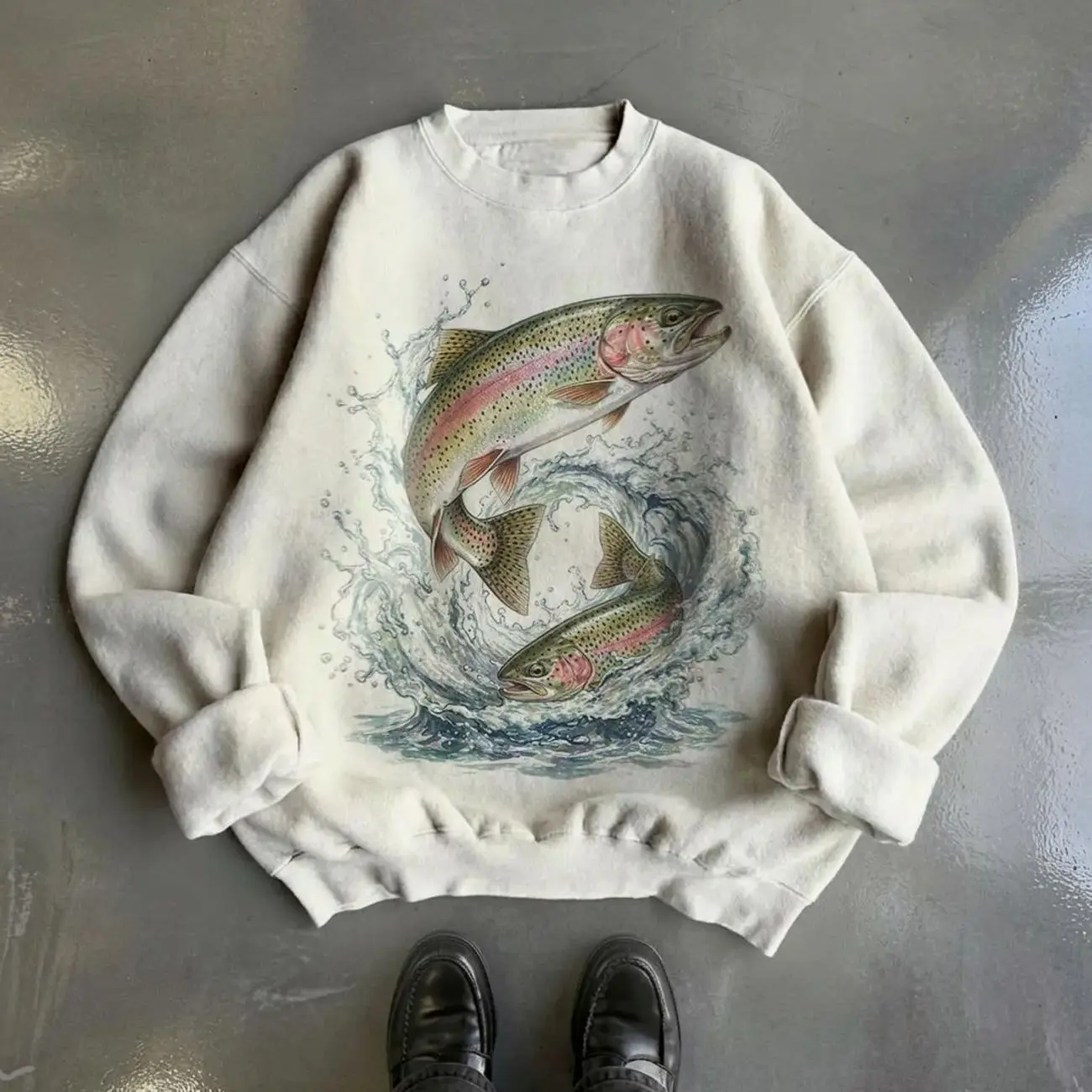 Retro Bass Fishing Splash Sweatshirt, Vintage 90s Freshwater Fish Crewneck, Lake Angler Action Style, Classic Fishing Gift Idea 5