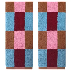 REGALWOVEN Checkered Cotton Hand Towels for Bathroom, Soft Absorbent Bathroom Hand Towel Set, Spa, Hotel, Kitchen