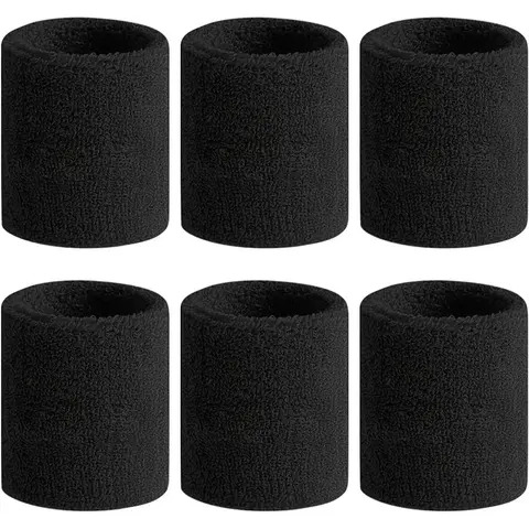 Absorbent Anti-Perspiration Athletic Sports Wristbands for Men, Elastic Spandex Cotton Blend, 2/6PCS, One-Size-Fits-Most, All-Season Breathable Moisture-Wicking Quick Dry, Tennis-Inspired Gym Multi-Sport Support