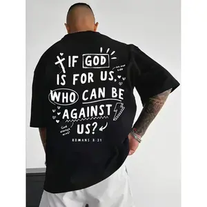 Men's Casual Round Neck T-Shirt, Inspirational Pop Art Print, Short Sleeve, Summer Wear, Religious Phrase Clothing
