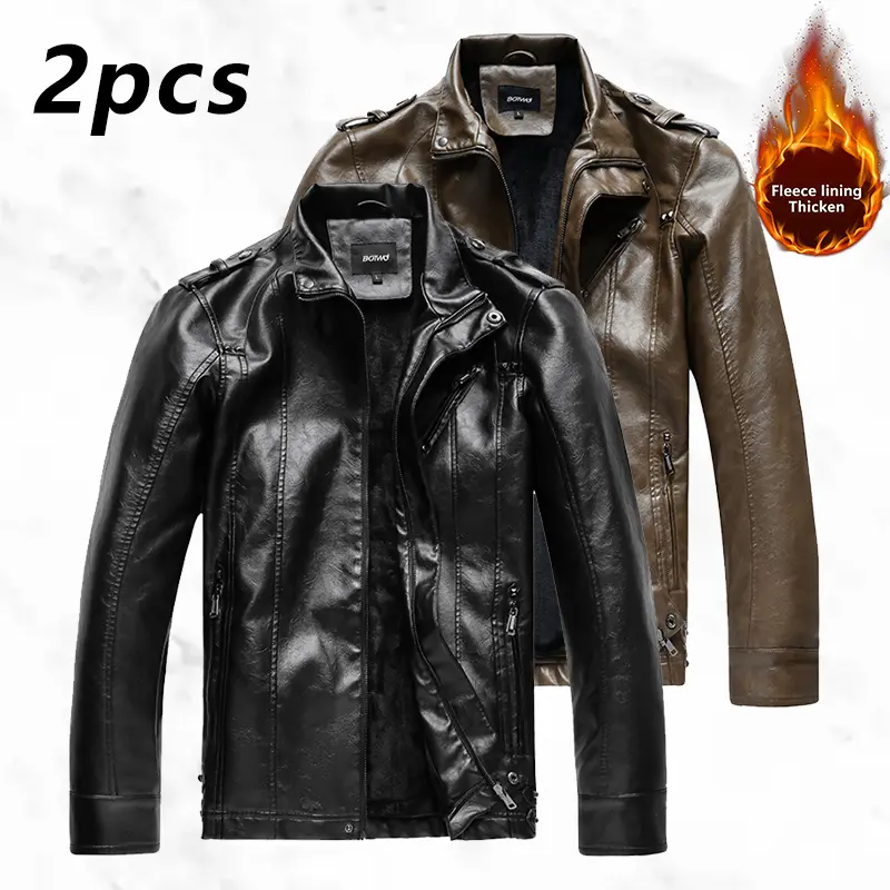 Men's Motorcycle Style Leather Jacket Trendy & Stylish Fleece Lined for Extra Warmth Perfect for Men on the Go Available in Multiple Colors Versatile Outerwear genuine leather barn jacket outfit men jacket short winter autumn and coat fathersdaygift summe