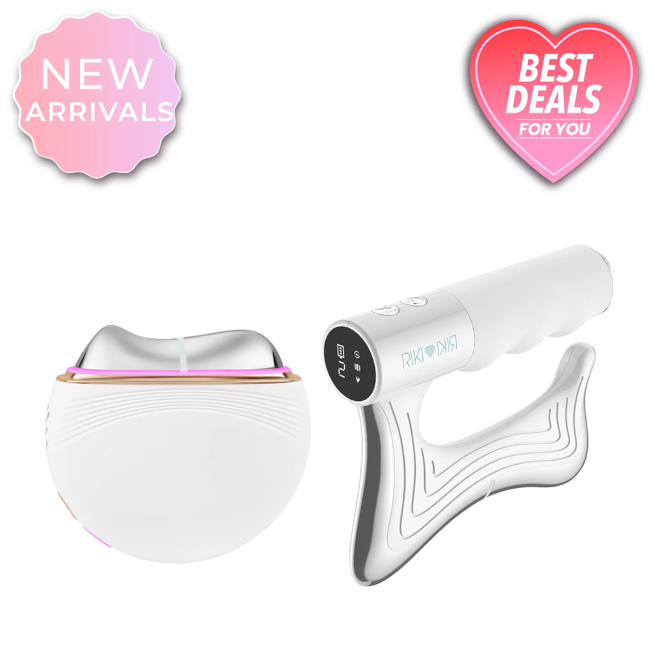 RIKI Sculptress & Sculptor Bundle - Complete Face & Body Sculpting System with Heat Cooling EMS Vibration LED Therapy for Radiant Skin & Toned Muscles