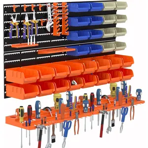 52 count Wall Mounted Storage Bins Garage Storage Drawers with 4 count Wall Mounting Peg Boards Workshop  Rack Container Tool Organizer Easy Access Compartments for Hardware Crafts Office Supplies