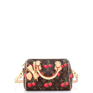 Pre-owned Louis Vuitton Canvas Coated Shoulder Bags x Takashi Murakami Speedy Bandouliere Bag Limited Edition Monogram Cerises 20 by Rebag