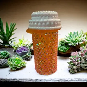 Bedazzled Pill Bottle Rhinestone Organizer - Child Proof Cap AB Resin Rhinestones Hand Placed for Freshness Storage Multipurpose Canister Tin