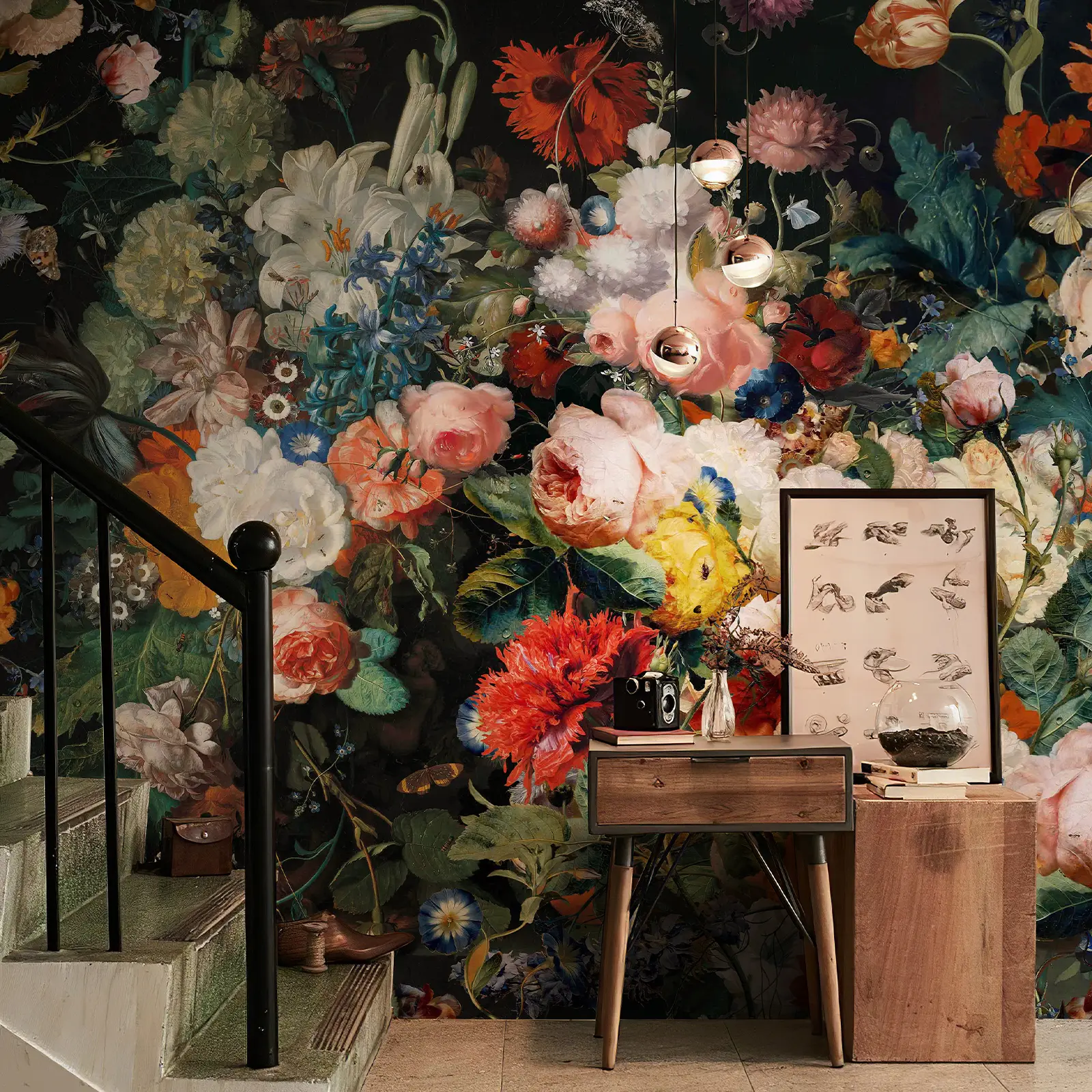 Zeeko Grand Floral Wall Mural Collection, Premium Peel and Stick Flower Mural Wallpaper with Rich Colors for Bedroom Living Room Bathroom Feature Wall Decor