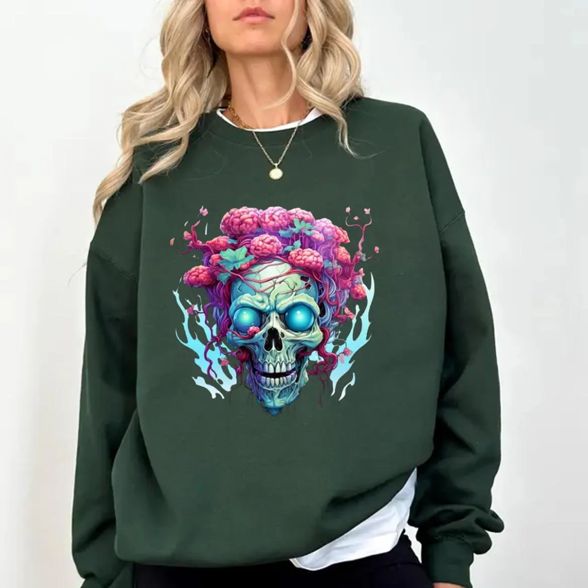 Zombie Head  ,Halloween unisex sweater hot ,Halloween Creepy Gothic Horror Undead Punk, Gift For Him, Gift For Her, Classic Fashion