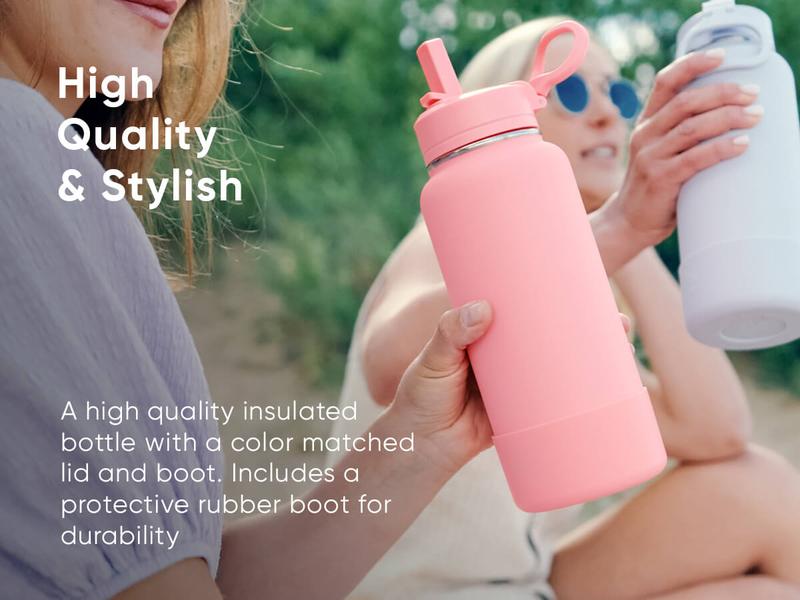 Hydrapeak 32oz Insulated Water Bottle with Straw Lid Leak & Spill Proof Keeps Cold for 24 Hours Hot for 12 Stainless Steel Drinkware Double Wall Insulation