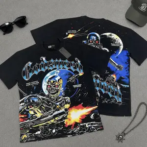 Mens Summer Skeleton Godspeed Space Warrior Graphic T Shirt 2025 Short Sleeve Crewneck Pure Cotton Casual Streetwear Fashion Top Y2K Viral Trend TikTok Aesthetic Hip Hop Oversized Harajuku Vintage Washed Unisex Trendy Tee