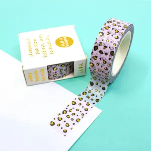 Pink and Gold Foil Leopard Washi