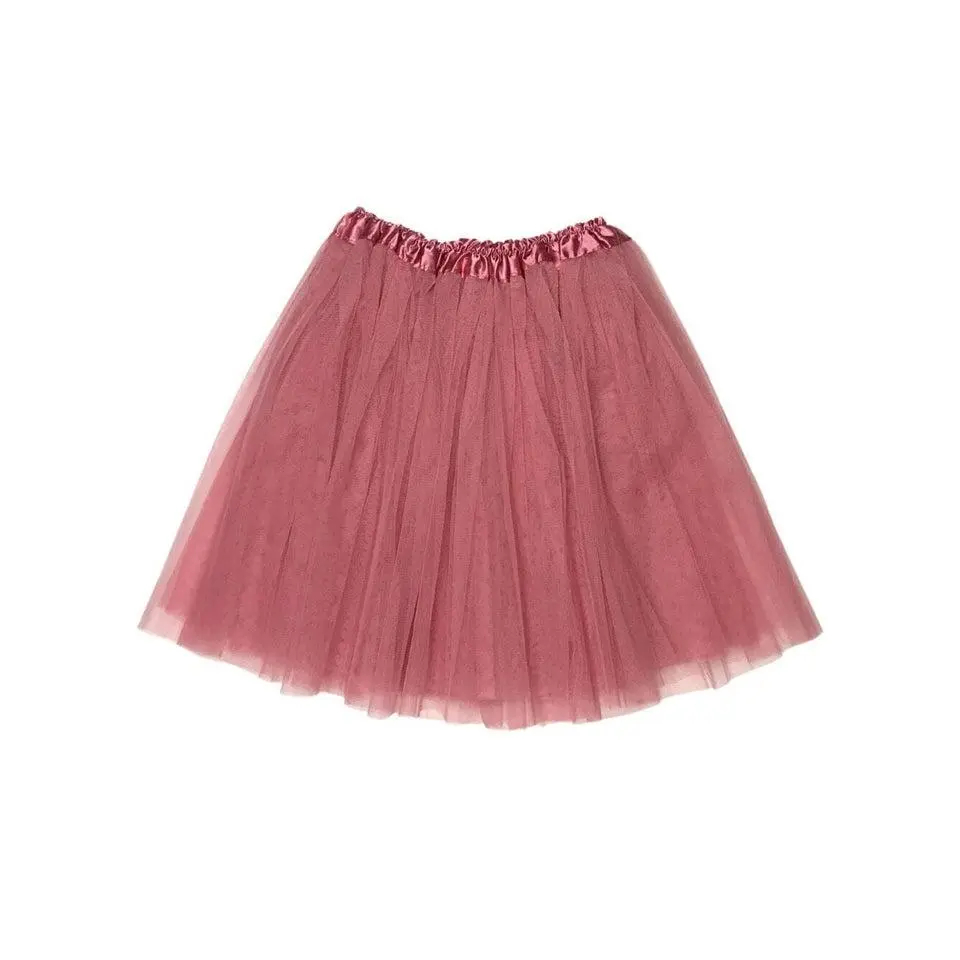 Dusty Rose Tutu Skirt for Women – 3-Layer Tulle Ballet Skirt for Costume, Dress-Up, Dance, & Cosplay