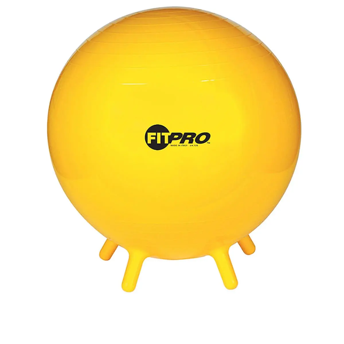 CHAMPION Fitpro Series Burst-Proof Yoga Exercise Ball, 65cm Yellow Italian Resin Core Workout Gear with 4-Legged Stability Base for Home, School Office Stretching & Good Posture