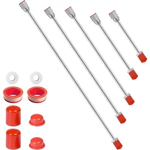 5 Pack Multi-Sizes Airless Paint Sprayer Tip Extension Pole Rod with Red Guard, Airless Painting Spray Gun Tip Extension Rod (7.8in, 11.81in, 19.09in, 29.13in, 38.77in)