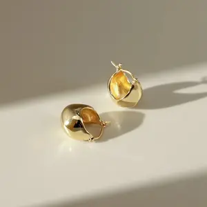 Purity 750/18k Metal Puff Hoops - Waterproof & Fade-Resistant | Edgy Western Fashion Statement Jewelry for Women | Gold/Silver Oval Hoops