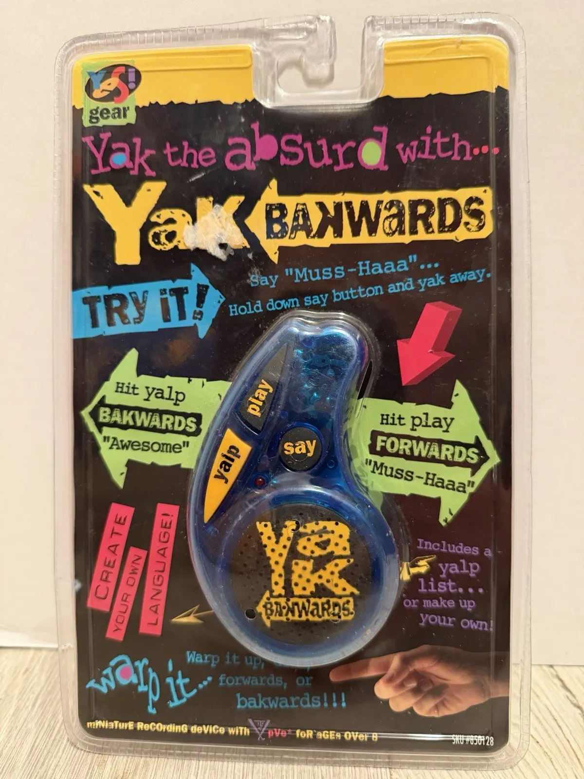 Rare 1996 Yak Bak Bakwards Blue Retro Voice Recorder from the 90s