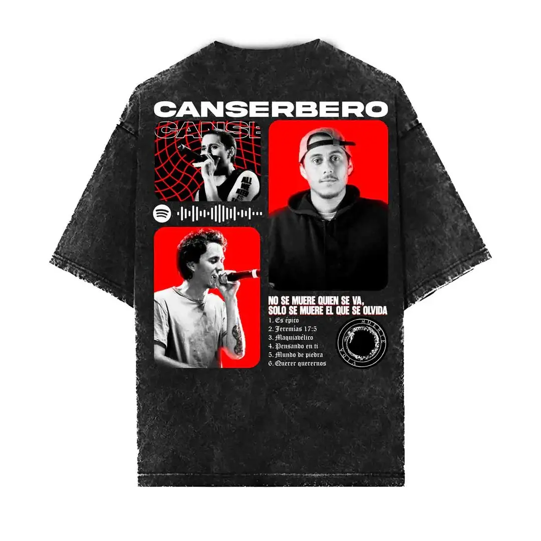Canserbero Lyrics No se muere Mineral Wash Graphic T-Shirt Heavyweight Cotton Casual Vintage Washed Tee Trendy Tops Unique Trendy Gift