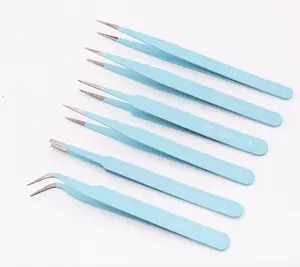 6 pcs Pink Tweezers Set/ Anti-Static Steel Tweezers Set for Craft, Jewelry, Electronics, Nail art tool supply