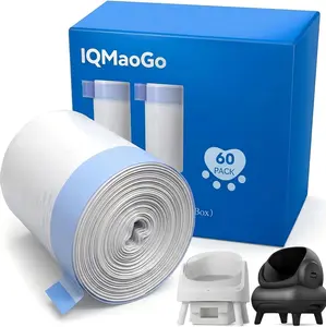 3 Mil Ultra-Thick Cat Litter Box Bags (60 Count), Compatible with Neakasa M1, Catlink Open-X & PetPivot AutoScooper 11/12, Heavy Duty Drawstring Liners 27" x 13"