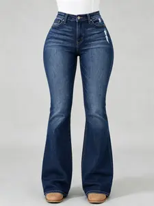 Bell Bottom Jeans for Women Ripped High Waisted Classic Flared Denim Pants Stretchy Bootcut Pants