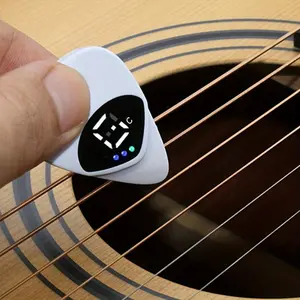 Portable 2-In-1 Guitar Pick And Tuner | 12-Tone Multi-Function, Battery Powered, White ABS Resin for Guitars and Ukulele
