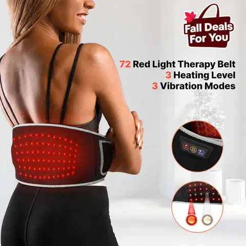 SHINE WELL Cordless LED Light Therapy Massage Belt - Wireless Heating Pad for Adults, Neck/Shoulder/Waist Relief, Soothing Muscle Therapy, Circulation Boost, Supports Recovery Goals, Daily Wellness Gift