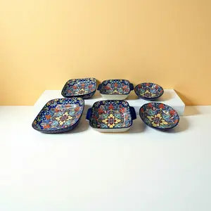 6-Piece Ceramic Snack Bowl Set, Square Salad Serving Bowls, Ceramic Pasta Bowls, Microwave & Dishwasher Safe, Perfect for Cereal, Soup, Desserts, Kitchen Essentials, Kitchenware Ceramics