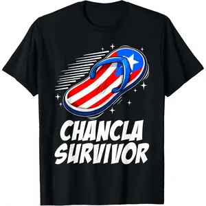 100% Cotton Chancla Survivor Puerto Rican Puerto Rico Funny Spanish Joke T-Shirt