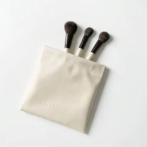 RAMUSO Brush Pouch - Basic Soft Vegan PU Leather Zipper Makeup Organizer Pouch, Water-Resist Compact Foldable Bag for Adults, Durable Daily Gift for All (Beauty & Personal Care Makeup Tools)