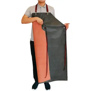 Thick Rubber Apron, 47.2 x 33.5 Inch Waterproof, Long Chemical Resistant, Adjustable for Dishwashing, Cleaning Fish, Gardening, Lab Work, Butcher and Dog Grooming, Grey