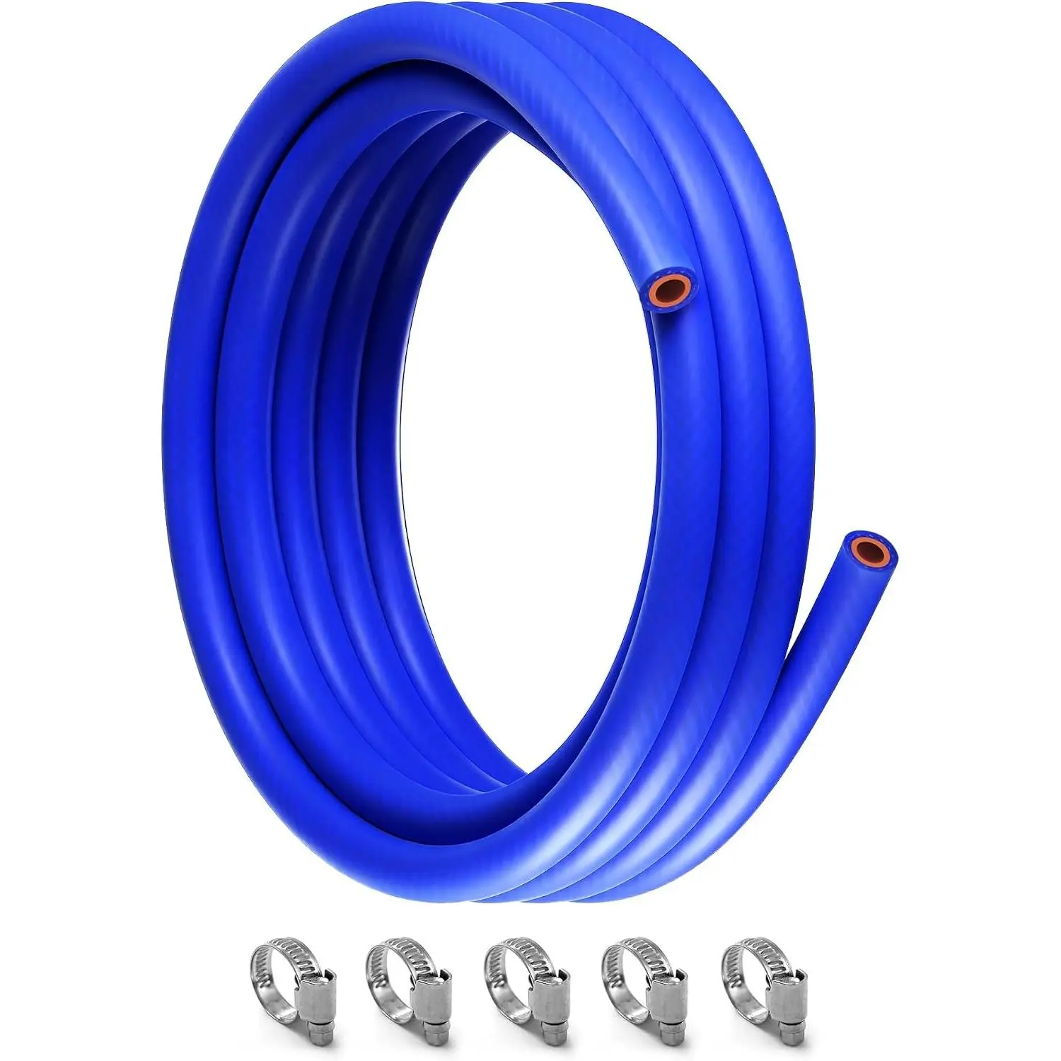 10FT ID 3/8" (10mm) Heater Hose Coolant Radiator Straight Temperature Reinforced Silicone Tubing Rupture Pressure 232 Psi With 5 Clamps 4MM Thick for Vehicle Cooling Systems(blue)