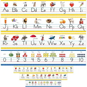 Alphabet & Number Line Bulletin Board Set, 12 count ABC & 123 Wall Decorations 26 Upper & Lower Case Letters Plus Numbers 0-10 for ,  Classroom Playroom Bedroom Decors