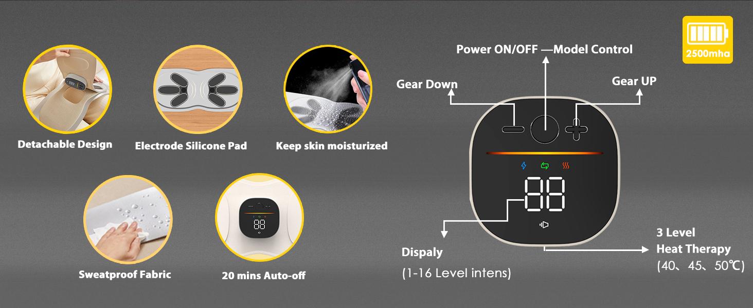 EMS Waist Comfort Belt with Warming Function Daily Support Intelligent Heating Massage Abdominal Belt 3 Heat Levels 6 Modes Thoughtful Gift for Men Women EMS Waist Comfort Belt with Warming Function Daily Support Intelligent Heating Massage Abdominal Belt 3 Heat Levels 6 Modes Thoughtful Gift for Men Women