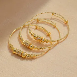 Dubai Bracelet Ethiopian Indian Zircon Bracelet Gold Charm Bracelet Bead Jewelry African Ball Bridal Party Gift