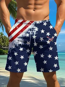 Men's Fashion Casual Shorts, Unique Pattern 3D Printed, Tropical, Beach Shorts, Summer Lightweight Comfort, Fitted, Drawstring Waist, Golf Fishing Basketball