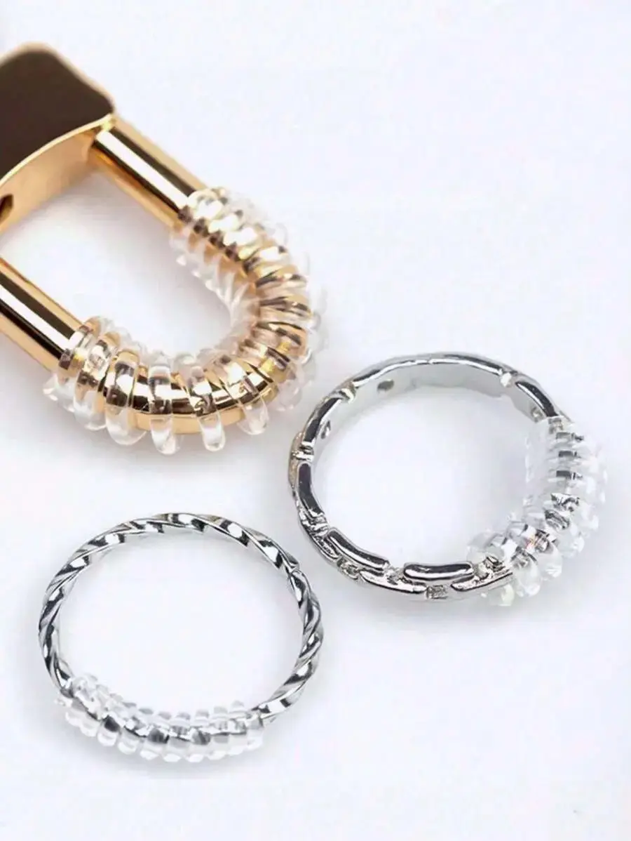 Ring size measuring device suitable for loose rings, set of 8, 4 sizes, invisible and transparent, ring size adjuster, suitable for both men and women, can make the ring smaller without adjusting the size