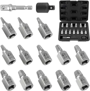 Screw Extractor Set 15-, 3/8" Hex Drive Easy Out Bolt Extractor Kit, Multi-Spline Screw Remover Tool Kit for Stripped, Rounded, Broken, Damaged Screws,  and Nuts