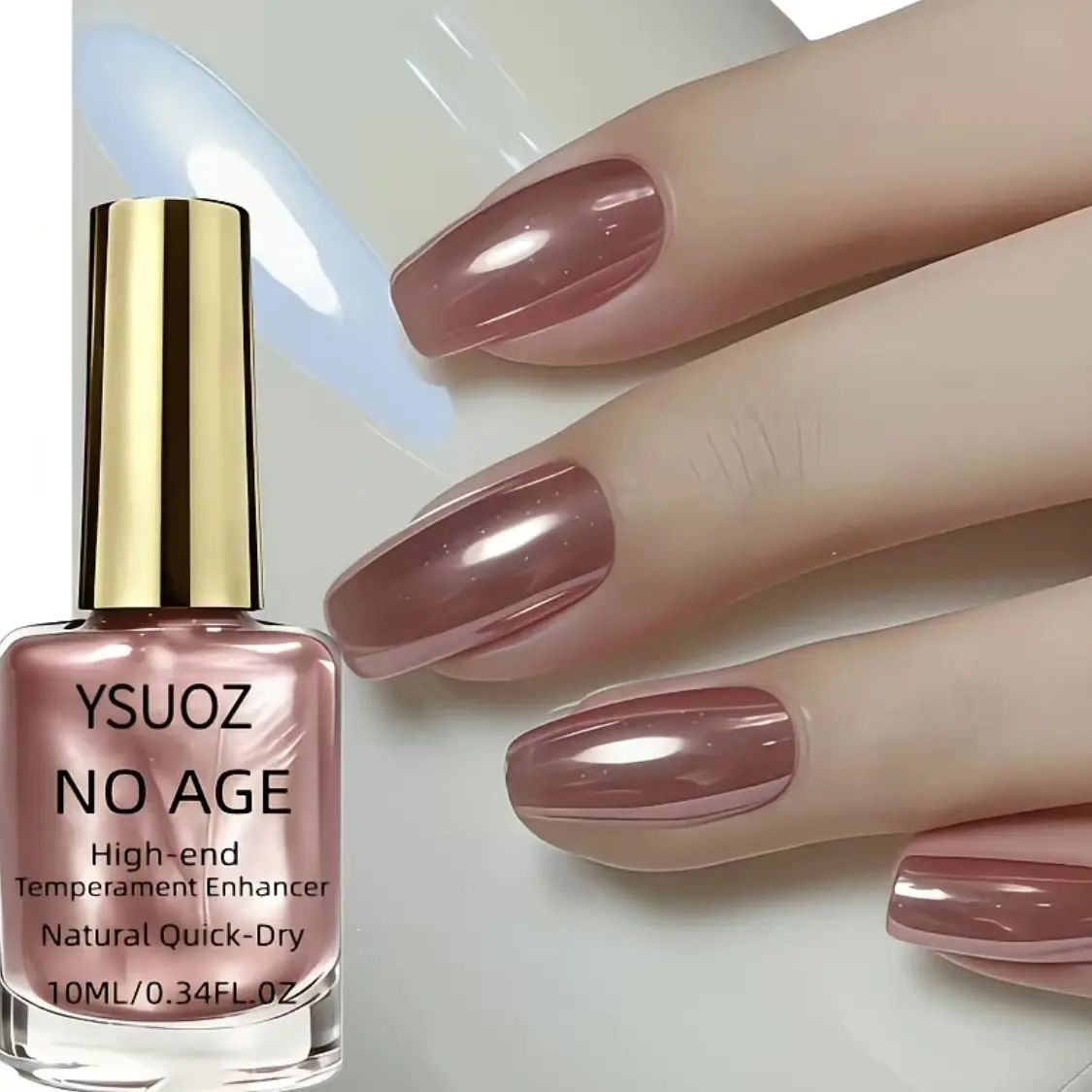 Rose Gold Nail Polish Cosmetic Bottle (10ml) - Manicure Use, Mirror-Like Shine, Quick-Drying, Long-Lasting, Gentle, Non-Toxic for Flawless Salon-Quality Results, Long-Wear