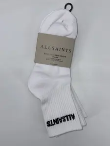 AllSaints 3PK HC Basic Sport Rib Shortie Crew Socks for Women - Everyday Cushioned Comfort, Soft Breathable Knit, Stay-put Fit, Iconic Logo Detail