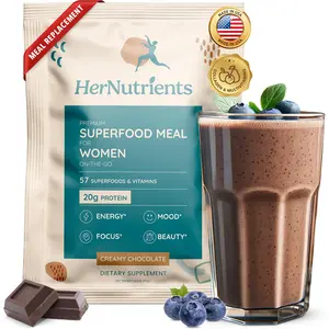 SuperFood Meal Replacement for Women - All-In-One Protein Powder with Greens & Vitamins & Collagen | Chocolate Protein Shake & Supplement Snack for Women's Health, Energy, Focus, Beauty, Mood, No Added Sugar ​​ (1 Sample Packet, Chocolate)