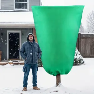 1pc Extra Thick Winter Plant Cover, Frost and Snow Protection, Adjustable Drawstring, Waterproof Outdoor Blanket, Suitable for Garden Shrubs and Trees, 47.2inch x 70.8inch Green, Winter Plant Blanket, Garden Protection| Adjustable Drawstring Cover| Durabl